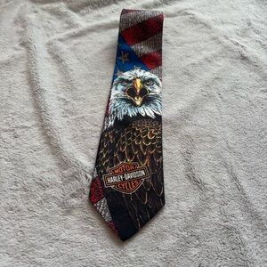 Harley Davidson Ralph Marlin‎ Red and Blue Polyester Eagle Tie